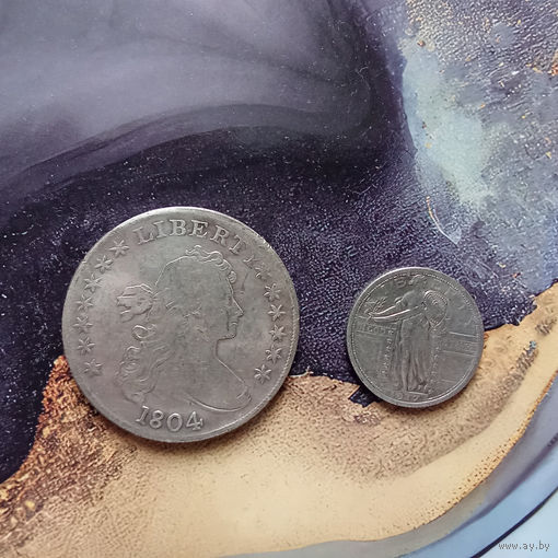 USA США Квотер 1917 + доллар 1804 одним лотом ( Копии )
