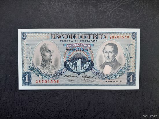 1 песо 1973 года. Колумбия. UNC.  Распродажа.