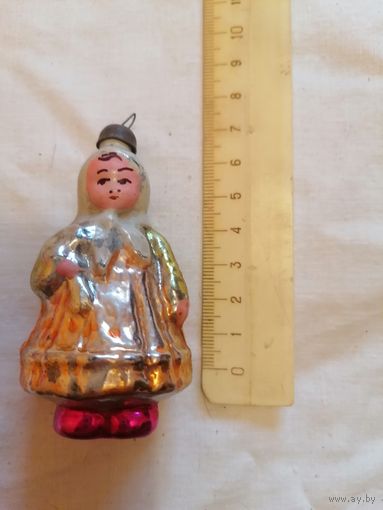 Ёлочная игрушка ДЕВОЧКА С БУКЕТОМ СССР 0051
