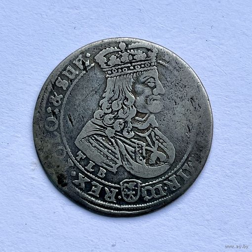 Монета СЕРЕБРО Польша ОРТ 18 грошей 1668 год ЯН КАЗИМИР ОТЛИЧНЫЕ  РЕДКИЙ