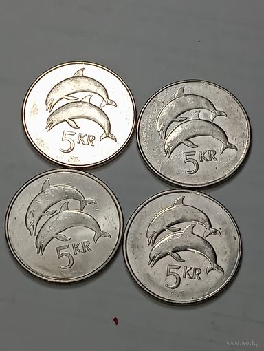 Исландия 5 крон 1996 , 1999 , 2007 , 2008   года .