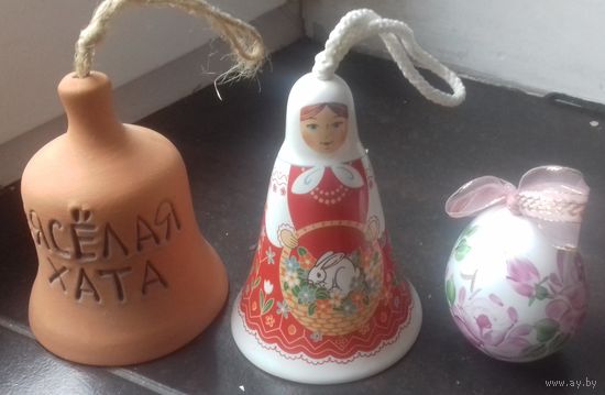 КОЛОКОЛЬЧИК ФАРФОРОВЫЙ (2 шт.), ГЛИНЯНЫЙ (1 шт.)