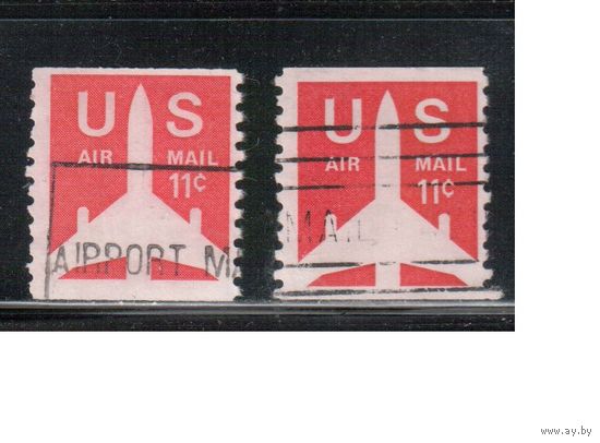 США-1971, (Мих.1029 С х+у) , гаш. , Стандарт, Авиапочта (одиночка), 3 типа бумаги