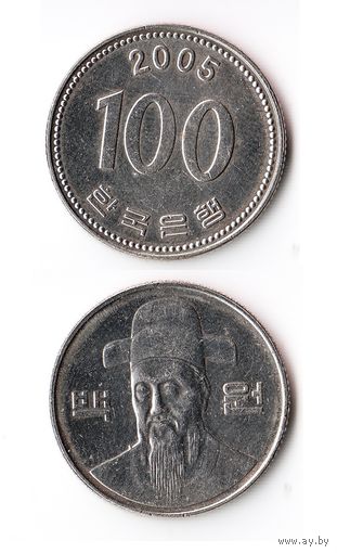 100 вон Южная Корея 2005 года