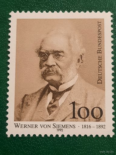 Германия 1992. Инженер Werner von Siemens 1816-1892