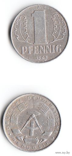 1 пфенниг ГДР 1963 года