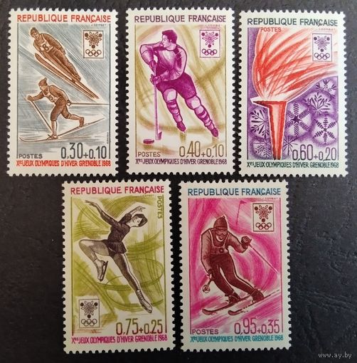Франция. 1968г. Mi1610-1614**. Зимние Олимпийские игры в Гренобле 1968г.