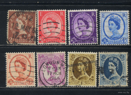 Великобритания 1958-67 ЕII Стандарт Wz22 #321-5,327,332,334