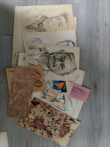 Папка с рисунками, набросками , заготовками 70-80 ые года