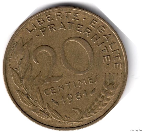 Франция. 20 сантимов. 1981 г.