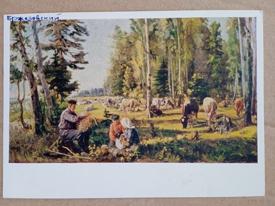 1955. соцреализм. Бржозовский. Колхозное стадо