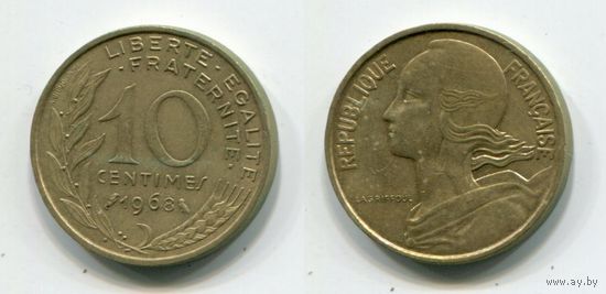 Франция. 10 сантимов (1968)