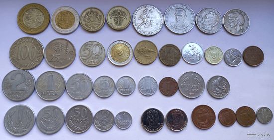 Монеты Разных стран Мира 38 штук
