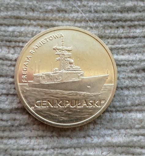 Werty71 Польша 2 злотых 2013 Польские суда - Ракетный фрегат Генерал К Пулаский Корабль
