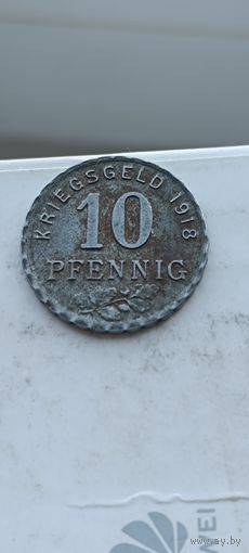 10 пфеннигов 1917 года (нотгельды) Германия Город Бохум. Ветка дуба. 22