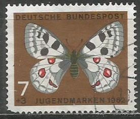 ФРГ. Бабочка Аполлон. 1962г. Mi#376.