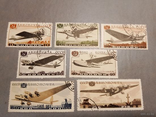 СССР 1937 полная серия авиация самолеты, часть марок на белой бумаге (более редкие)