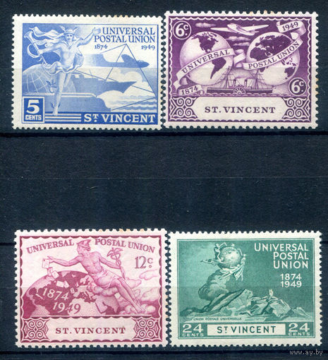 Британские колонии - Сент-Винсент - 1949г. - 75 лет Всемирному почтовому союзу - 4 марки - полная серия, MNH [Mi 157-160]. #2-Bc-52-A-2
