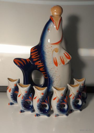 Коньячный набор Рыбки, Полонский завод 1973-2000 г.г.
