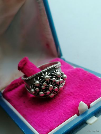 Кольцо-Ромашка СССР, серебро 916 пр, коробочка, редкое!