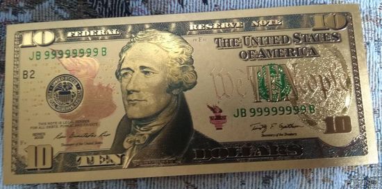 Золотой 10 долларов США (копия Американской купюры)