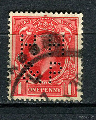 Великобритания - 1934/1936 - Король Георг V - [Mi.176x] - 1 марка. Гашеная с перфином.  (Лот 11CQ)