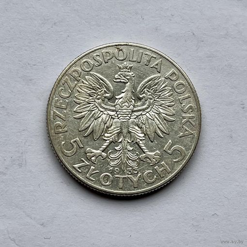 Монета СЕРЕБРО Польша 5 злотых 1933 год Ядвига ОТЛИЧНЫЕ