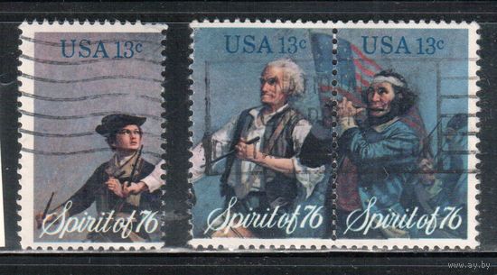 США-1976, (Мих.1197-1199) , гаш.  , 200-дет независимости, Живопись(полная серия)(3)