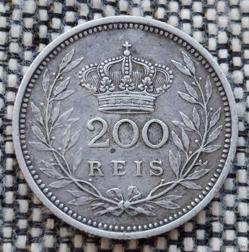 Португалия 200 рейсов 1909 года. Король Эмануэль II. Серебро! Сторгуй за свою цену, предложи обмен! Y75