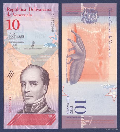 Венесуэла, 10 боливаров 2018 г., P-103, UNC