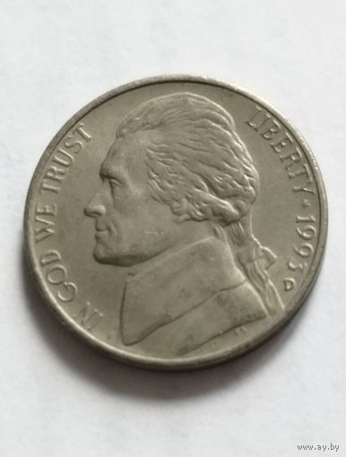 5 центов 1993 года D США, отличная!