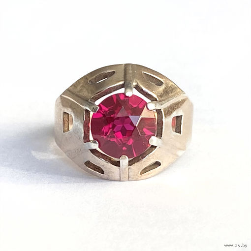 Кольцо серебряное, корунд турмалина, СССР, винтаж