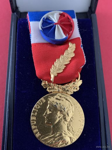Почётная медаль труда с пальмой- позолоченное серебро .Франция