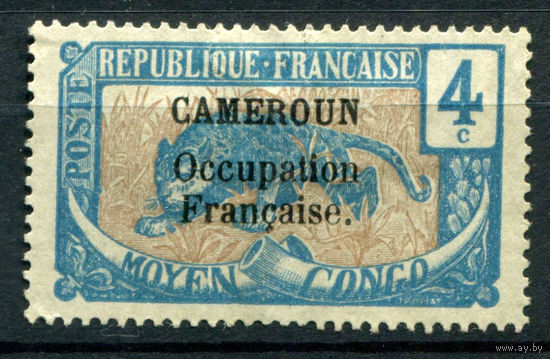 Французская оккупация Камеруна - 1916/17г. - леопард, 4 с - 1 марка - чистая, без клея [Mi 32]. #4-W1-115-A-1