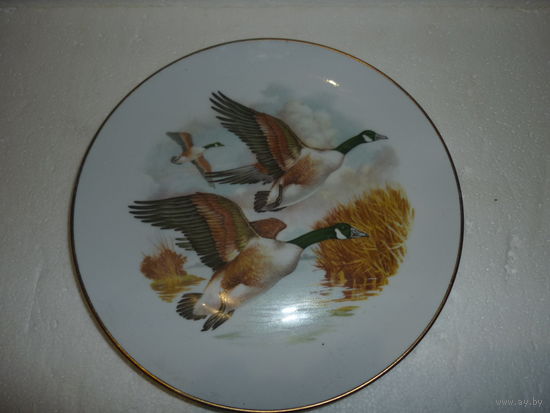 Тарелка Настенная Гуси-Лебеди Фарфор МФЗ СССР Редкая