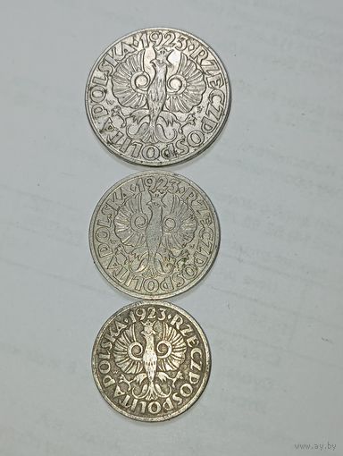 Польша 50 , 20 , и 10 грошей 1923 года .