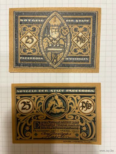 Нотгельд 25 пфеннигов Германия Падерборн-0301-4