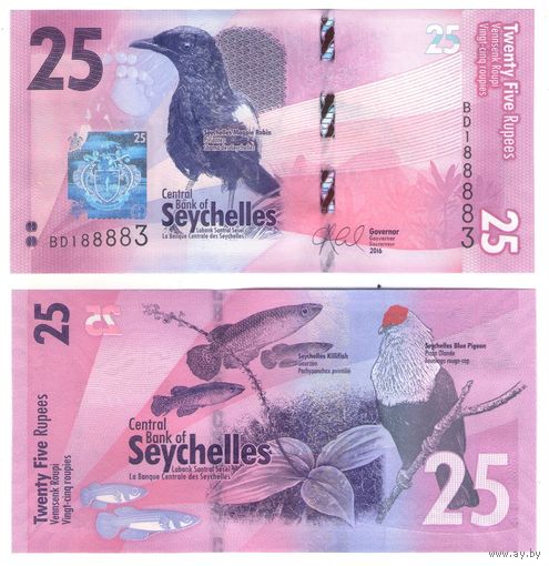 Сейшельские острова 25 рупий 2016 год UNC