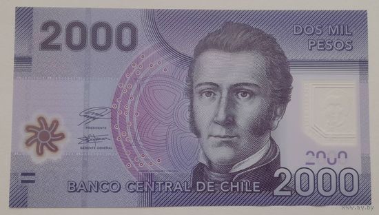 Чили 2000 песо 2021 года UNC