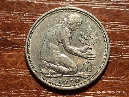 Германия 50 пфеннигов 1980 D