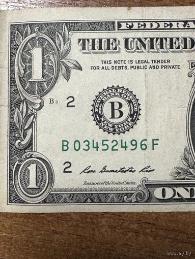 Банкнота 1 доллар США