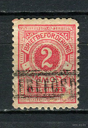 Германия - Хемниц - Местные марки - 1887 - Цифры 2Pf - (есть тонкое место) - [Mi.29] - 1 марка. Гашеная.  (Лот 69CZ)