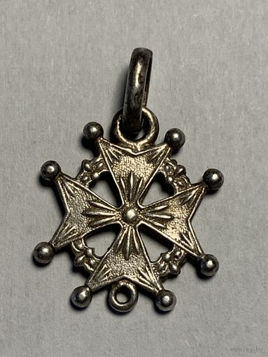 Антикварный гугенотский крест из серебра