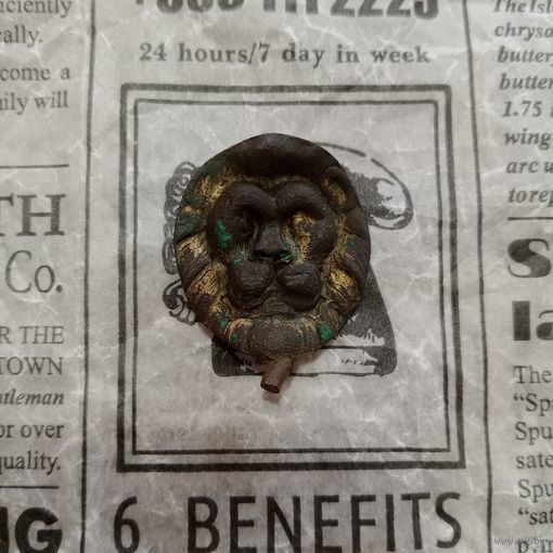 Пряжка накладка лев старая РИА позолоченная