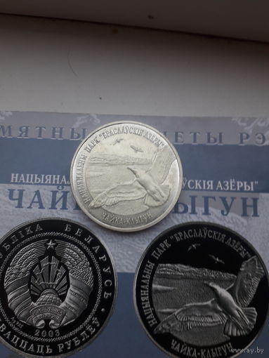 РБ 20 рублей 2003 год/ чайка- клыгун/ серебро