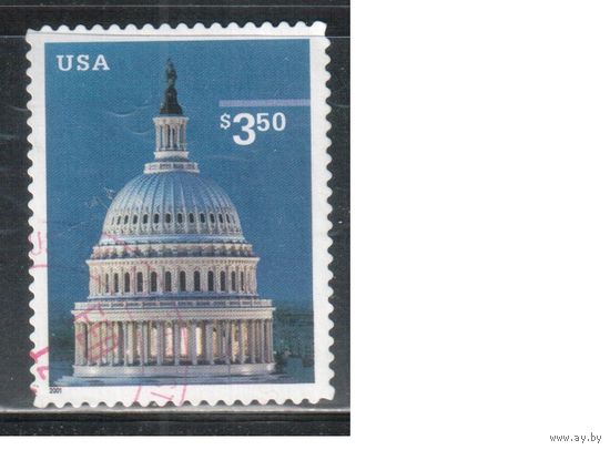 США-2001 (Мих.3403) , гаш. , Архитектура, Капитолий,(одиночка)(2)