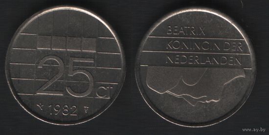 Нидерланды km204 25 центов 1982 год (_8