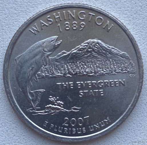 США 25 центов (квотер) 2007 г. P. Штат Вашингтон