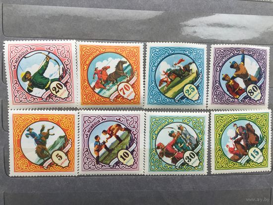 Монголия 1959 год. Национальные виды спорта (серия из 8 марок)