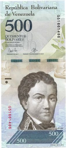 Венесуэла, 500 боливаров, 2017 г., UNC